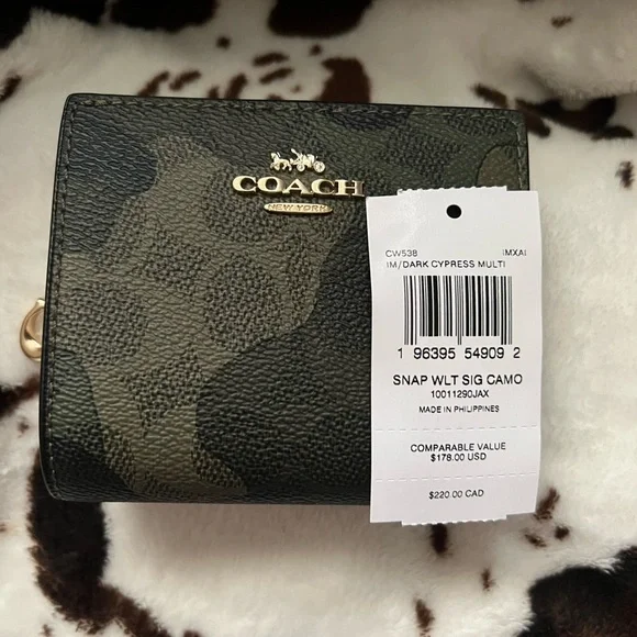 Coach Snap Wallet In Signature Camo Dark Cypress Camo CW538 NWT - Picture 4 of 7